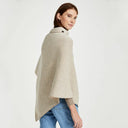 A10112 WICKER Ladies Merino Wool Herringbone Poncho Side View Lifestyle Gaelsong

