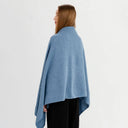 Women's Lightweight Lambswool Irish Shawl Blue Side View Gaelsong