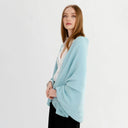 Women's Lightweight Lambswool Irish Shawl Light Blue Side View Gaelsong