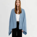 Women's Lightweight Lambswool Irish Shawl Blue Front View Gaelsong