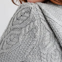 A20087 Aran Tree of Life Hoodie Grey Close Up Gaelsong
