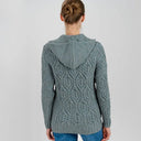 A20087 Aran Tree of Life Hoodie Misty Blue Back View Gaelsong
