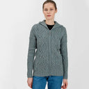 A20087 Aran Tree of Life Hoodie Misty Blue Gaelsong
