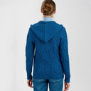 A20087 Aran Tree of Life Hoodie Teal Back View Gaelsong

