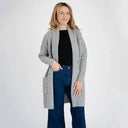 A20131 Shawl Collar Aran Knit Coat Grey Opened Gaelsong
