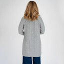 A20131 Shawl Collar Aran Knit Coat Grey Back View  Gaelsong
