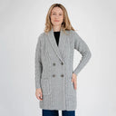 A20131 Shawl Collar Aran Knit Coat Grey Gaelsong
