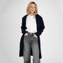 A20131 Shawl Collar Aran Knit Coat Navy Opened Gaelsong
