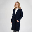 A20131 Shawl Collar Aran Knit Coat Navy Gaelsong
