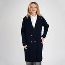 A20131 Shawl Collar Aran Knit Coat Navy Gaelsong
