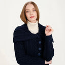 A20156 Asymmetrical Irish Sweater Coat with Chunky Collar Gaelsong