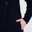 A20156 Asymmetrical Irish Sweater Coat with Chunky Collar Navy Gaelsong