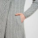 A20156 Asymmetrical Irish Sweater Coat with Chunky Collar Grey Gaelsong