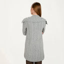 A20156 Asymmetrical Irish Sweater Coat with Chunky Collar Grey back view Gaelsong