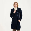 A20156 Asymmetrical Irish Sweater Coat with Chunky Collar Navy Gaelsong