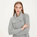 A20156 Asymmetrical Irish Sweater Coat with Chunky Collar Gaelsong