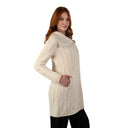 A20156 Asymmetrical Irish Sweater Coat with Chunky Collar Natural Side View Gaelsong
