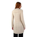 A20156 Asymmetrical Irish Sweater Coat with Chunky Collar Natural Back View Gaelsong
