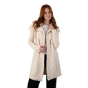 A20156 Asymmetrical Irish Sweater Coat with Chunky Collar Natural Opened Gaelsong

