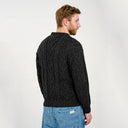 A20158 Men's Aran Crew-Neck Sweater Charcoal Back View Gaelsong
