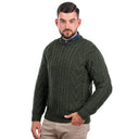 A20158 Men's Aran Crew-Neck Sweater Forest Gaelsong
