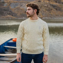 A20158 Men's Aran Crew-Neck Sweater Natural Lifestyle Gaelsong
