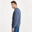 A20182 DENIM BLUE Colour Colour Heavyweight Traditional Irish Fisherman Sweater Side View Gaelsong