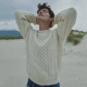 A20182 NATURAL WHITE Colour Heavyweight Traditional Irish Fisherman Sweater Gaelsong