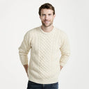 A20182 NATURAL WHITE Colour Heavyweight Traditional Irish Fisherman Sweater Gaelsong