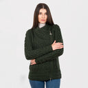 A20183 Ladies Side Zip Aran Cardigan Army Green Gaelsong
