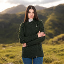 A20183 Ladies Side Zip Aran Cardigan Green Gaelsong
