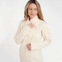A20183 Ladies Side Zip Aran Cardigan Natural Gaelsong
