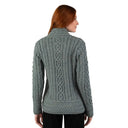A20183 Ladies Side Zip Aran Cardigan Skylight Back View Gaelsong
