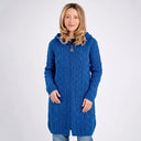 A20189 Celtic Zip Aran Wool Coatigan Blue Gaelsong

