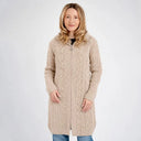 A20189 Celtic Zip Aran Wool Coatigan Parsnip Gaelsong
