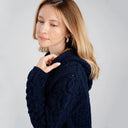A20189 Celtic Zip Aran Wool Coatigan Navy Gaelsong
