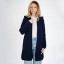 A20189 Celtic Zip Aran Wool Coatigan Navy Opened Gaelsong
