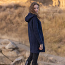 A20189 Celtic Zip Aran Wool Coatigan Navy Opened Gaelsong
