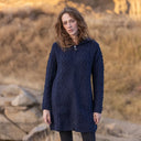 A20189 Celtic Zip Aran Wool Coatigan Navy Opened Gaelsong
