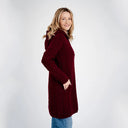 A20189 Celtic Zip Aran Wool Coatigan Wine Side View Gaelsong
