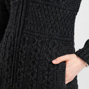 A20196 Double Collar Zip Irish Cardigan Charcoal Close Up Gaelsong
