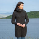 A20196 Double Collar Zip Irish Cardigan Charcoal Gaelsong
