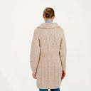 A20196 Double Collar Zip Irish Cardigan Parsnip Close Up Gaelsong
