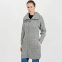 A20196 Double Collar Zip Irish Cardigan Grey Gaelsong

