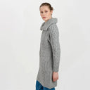 A20196 Double Collar Zip Irish Cardigan Grey Side View Gaelsong
