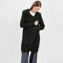 A20208 Women's Hooded Long Open Irish Cardigan Army Green Gaelsong
