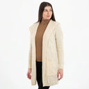 A20208 Women's Hooded Long Open Irish Cardigan Natural Gaelsong
