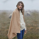 A20216 CAMEL Colour Lambswool Shawl Lifestyle Open Front Style Gaelsong
