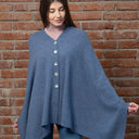 A20216 Asymmetrical Irish Lambswool Shawl Army Blue Gaelsong
