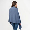 A20216 Asymmetrical Irish Lambswool Shawl Army Blue Back View Gaelsong
